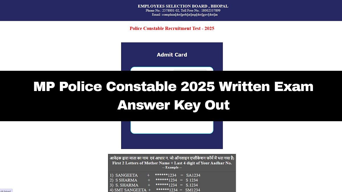 MP Police Constable Recruitment 2025: Written Exam Answer Key And Response Sheet Released; Raise Objections Till December 20