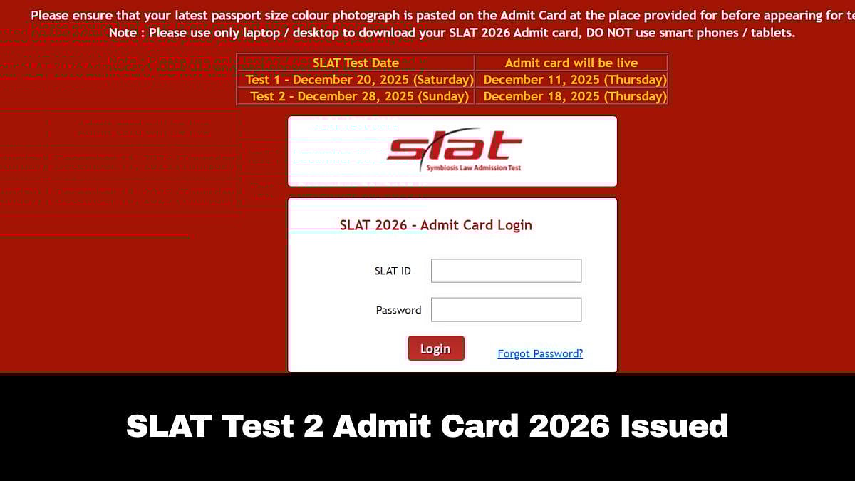 SLAT Test 2 Admit Card 2026 Issued; Here's How To Download