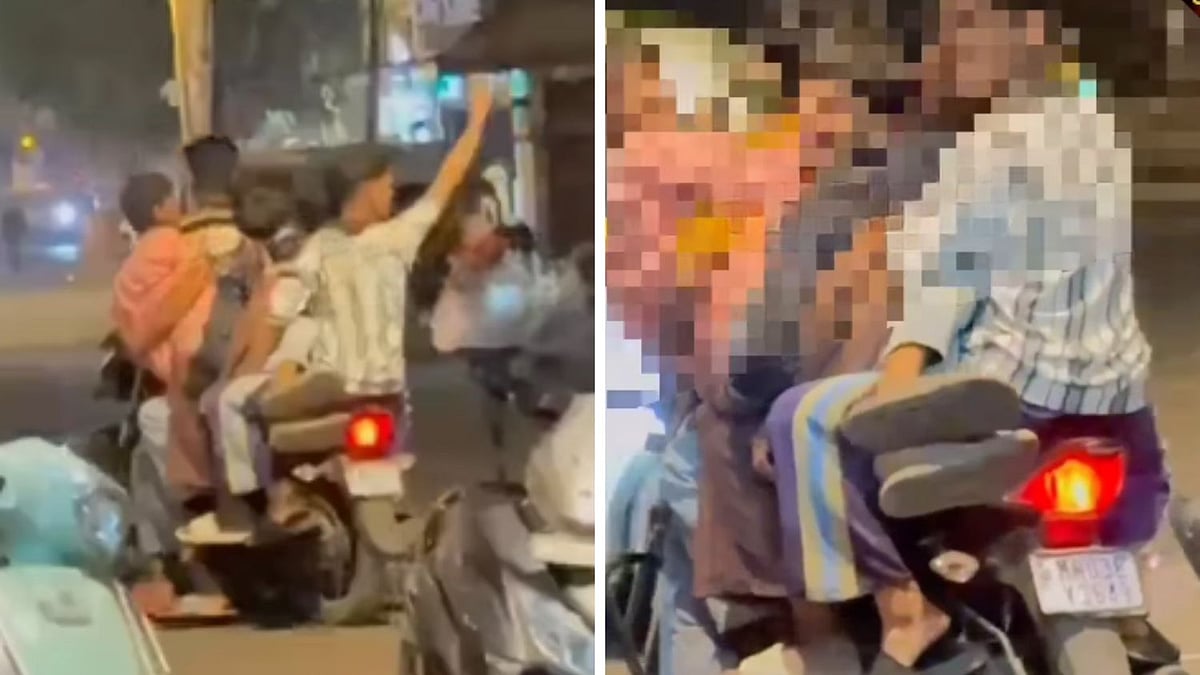'Hum 7 Saath Hai!': Group Of Youth Take Dangerous Joyride On Single Bike In Mumbai's Saki Naka;...