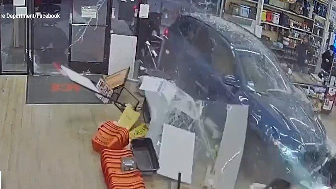 On Camera: Speeding Car Crashes Into California Hardware Store, Bursts Into Flames; Woman Driver...