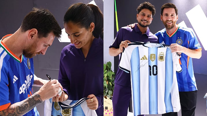 Lionel Messi Gifts Signed Argentina Jersey To Kuldeep Yadav, India Athletes During Adidas Shoot | Photos 