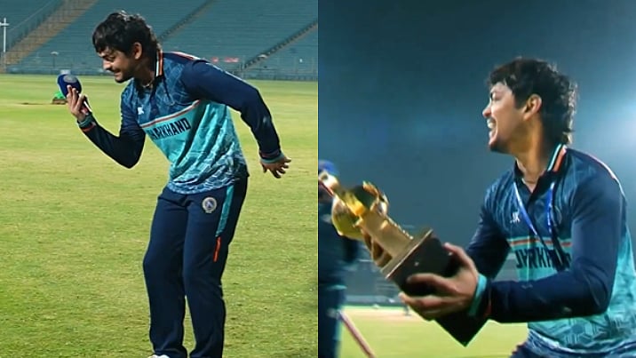 Ishan Kishan Recreates Akshaye Khanna's Dhurandhar Entry During SMAT 2025 Title Celebrations | Video 