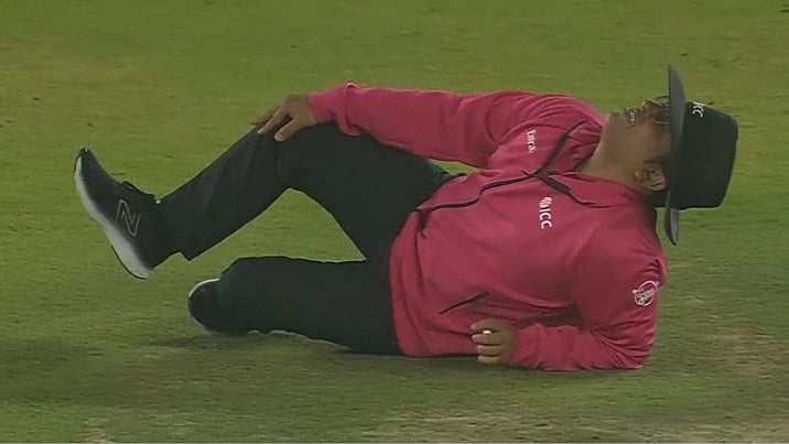 VIDEO: Umpire Rohan Pandit INJURED After Sanju Samson Shot Hits Knee During IND Vs SA 5th T20I 