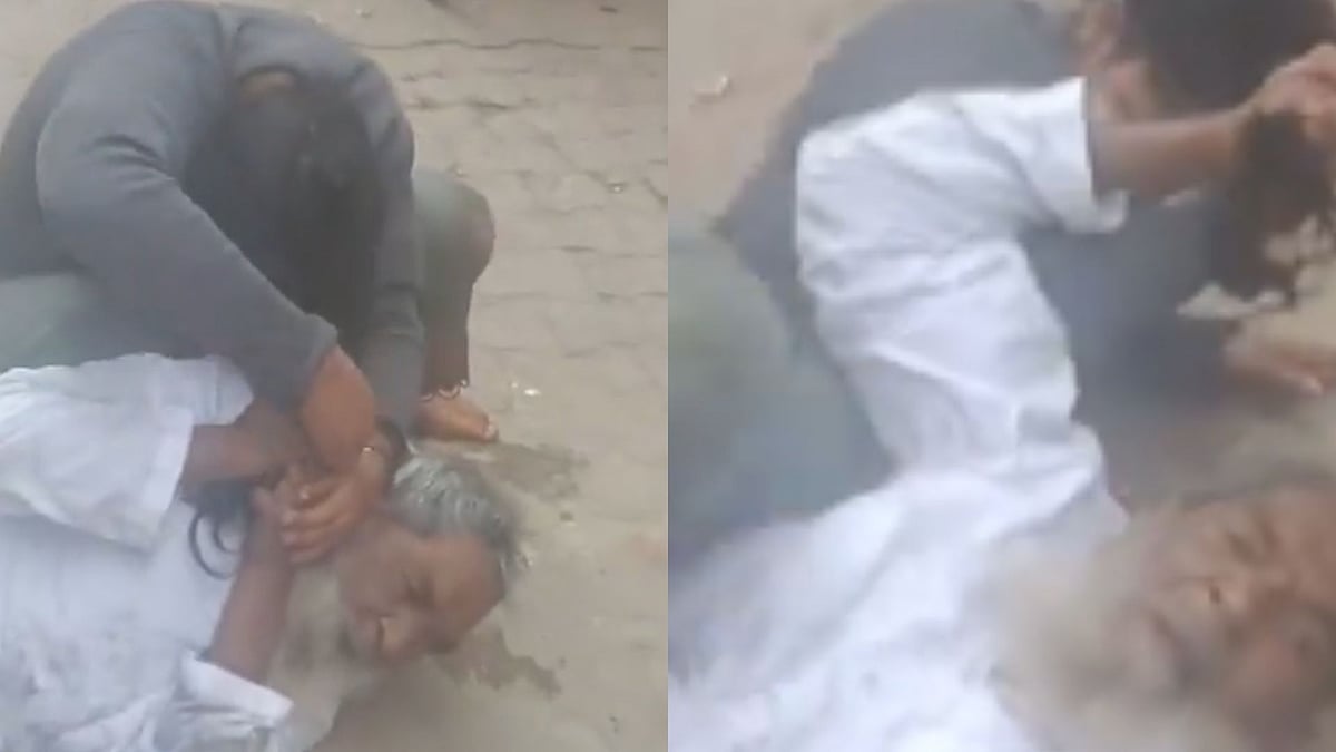 Caught On Camera: Woman, Elderly Man Wrestle On Road In UP’s Fatehpur
