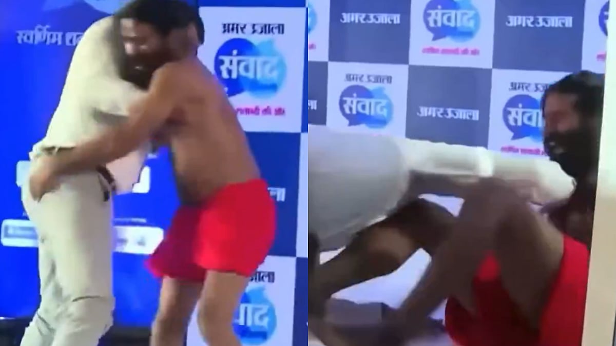 Live TV Debate Turns Into Wrestling Arena As Ramdev Baba & Panelists Clash In Shocking Brawl | X/@govindprataps12
