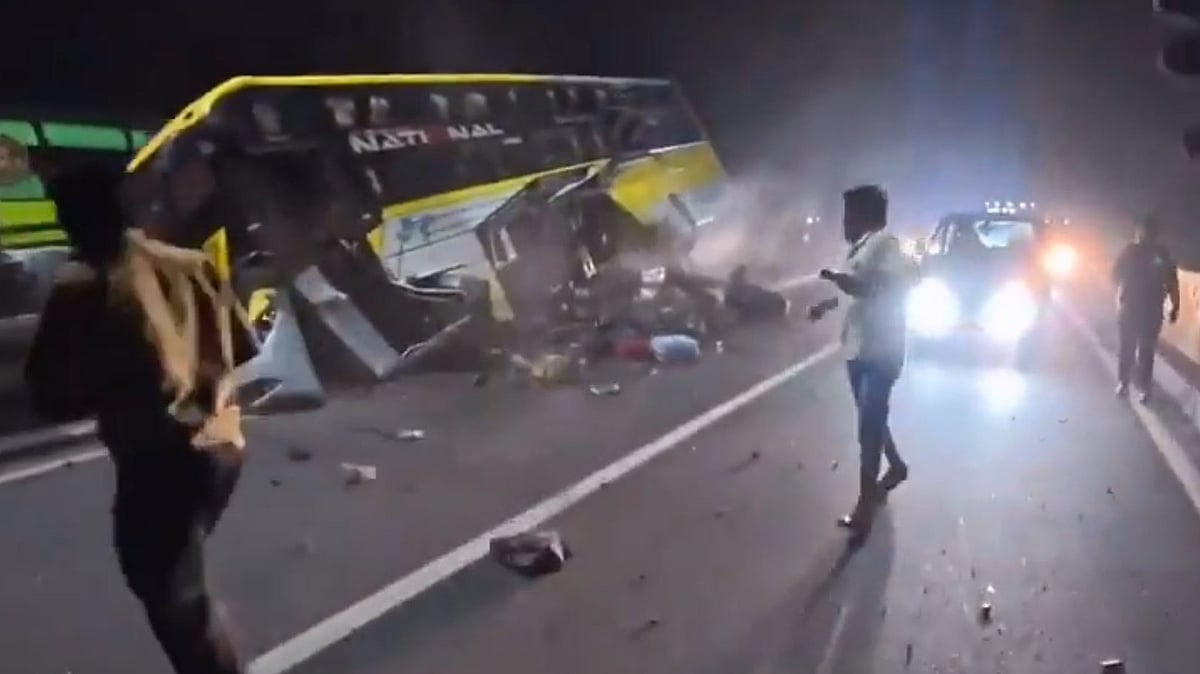 Tamil Nadu: Spine-Chilling Video Shows Bus Hanging Mid-Air After Crash On Villupuram Bridge