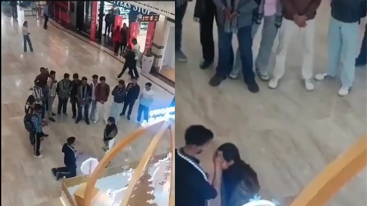 UP Proposal Viral Video: Man Applies Sindoor, Ties Mangalsutra At Gaur Central Mall in Ghaziabad;...