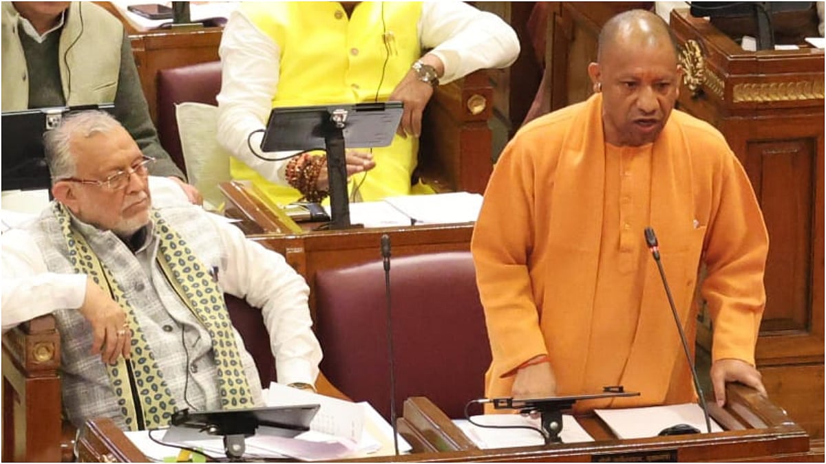 Uttar Pradesh Chief Minister Yogi Adityanath addresses the Assembly while responding to allegations over illegal diversion of codeine-based cough syrup | File Photo