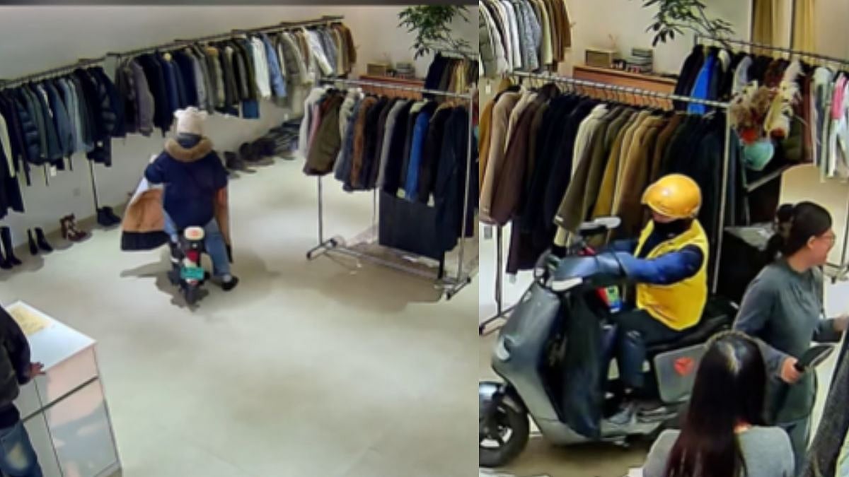 Caught On Camera: Woman Rides E-Scooter Inside Clothing Store In China, Shocks Shopkeeper