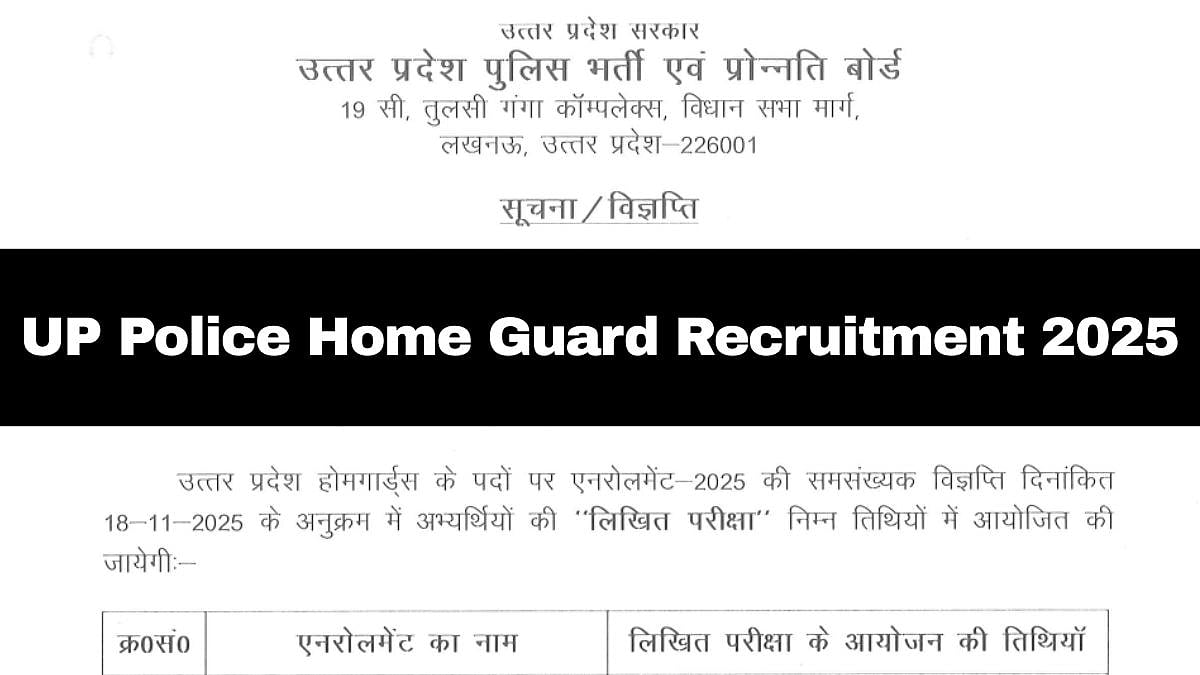 UP Police Home Guard Recruitment 2025: Written Examination Dates Announced; Details Here