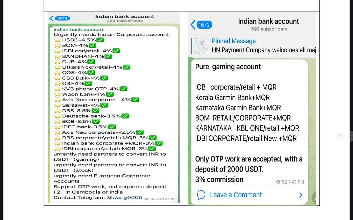 Example of mule account scam