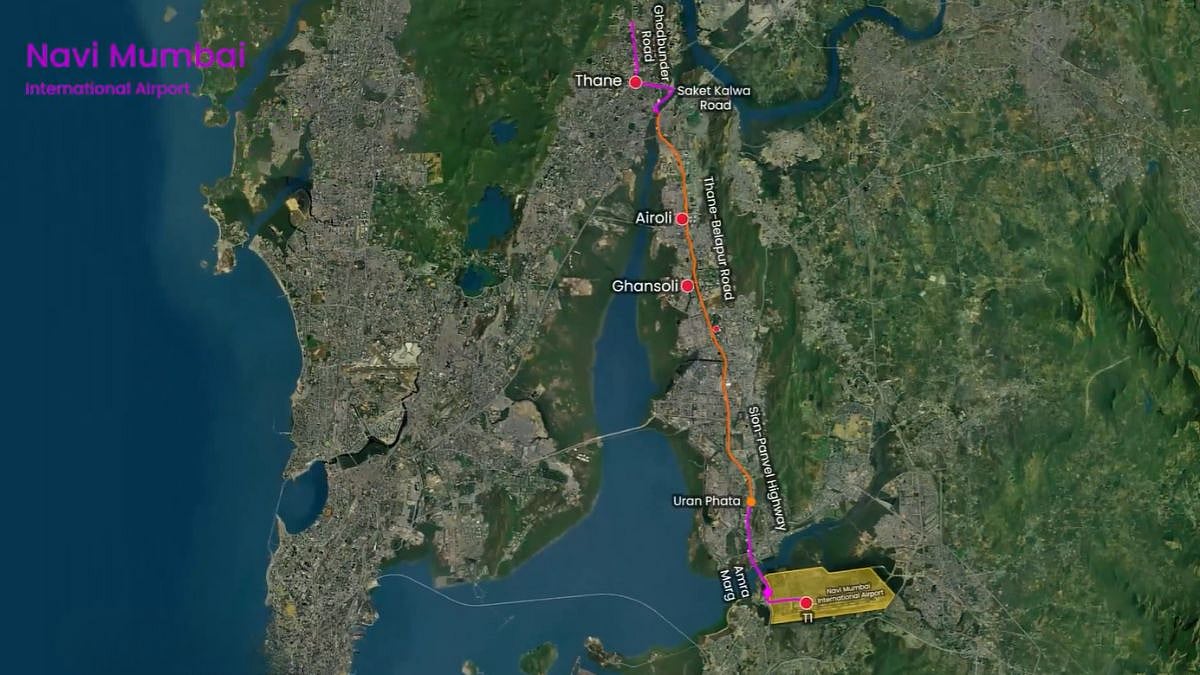 Map to reach NMIA from Thane, Airoli and Ghansoli