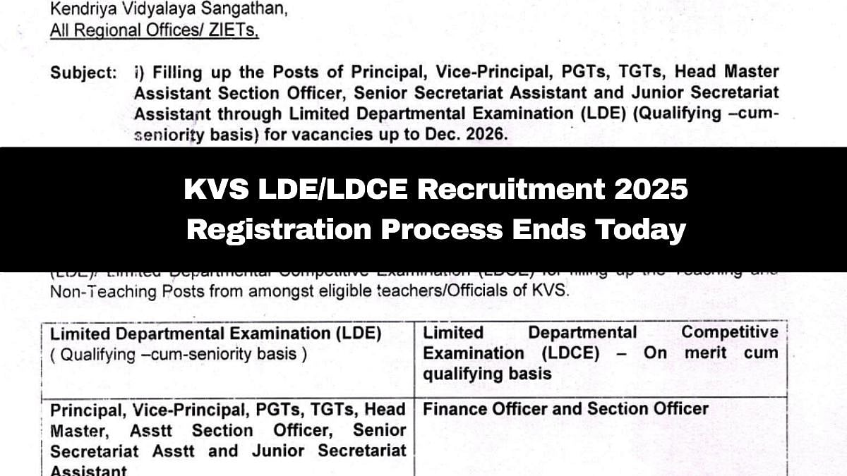 KVS LDE/LDCE Recruitment 2025: Application Process For 2,499 Posts Ends Today; Details Here 
