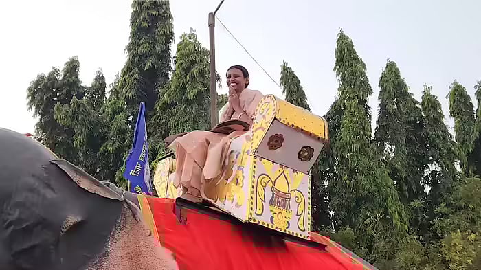 Pune VIDEO: BSP's Sanghamitra Chaudhari Celebrates Historic Win With Elephant Procession In Baramati
