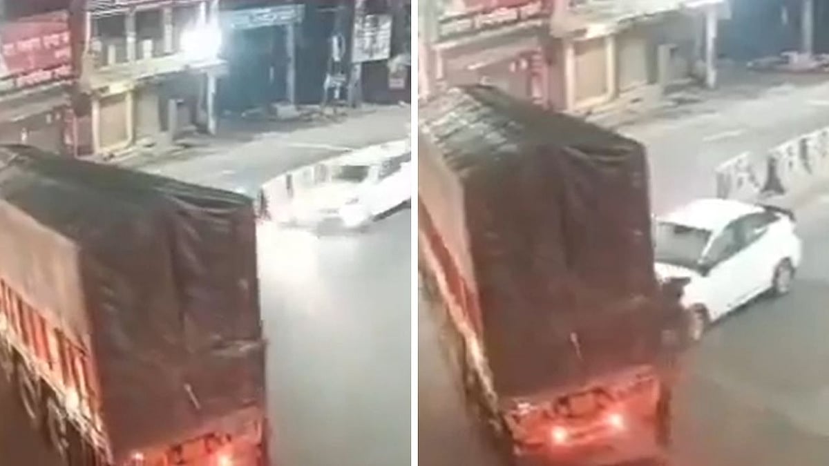 UP Accident Video: Speeding Car Rams Into Truck At Muzaffarnagar’s Mahavir Chowk