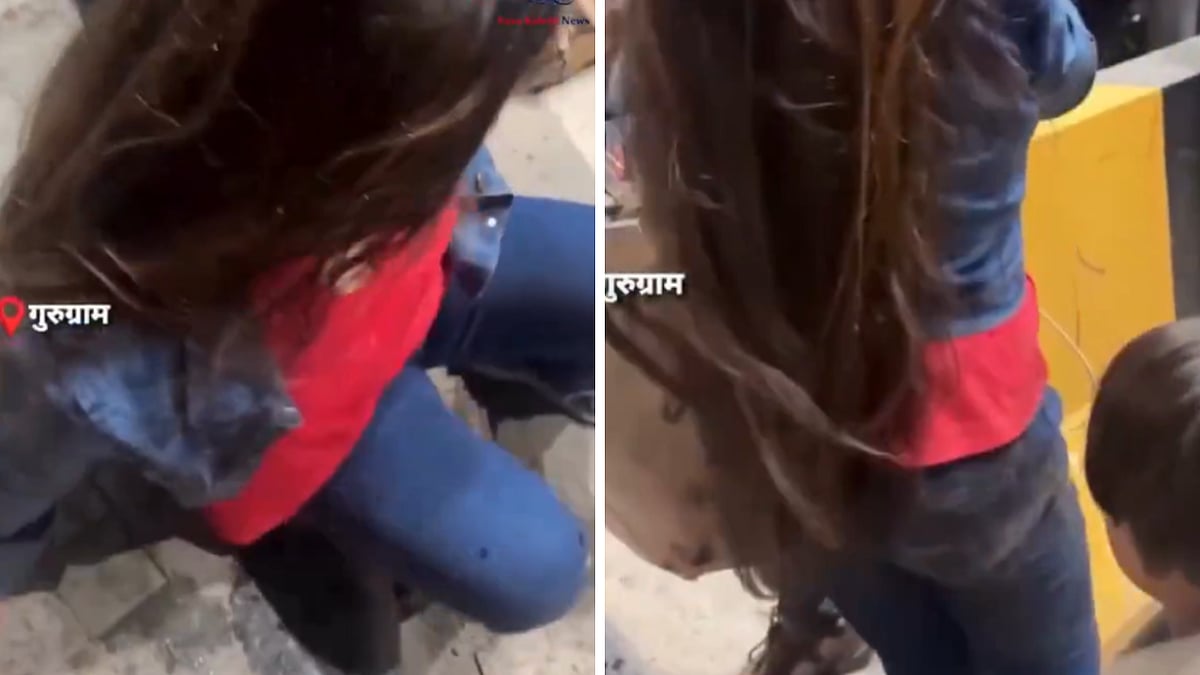 A screengrab from a viral video shows police intervening after a young child was found unattended in an e-rickshaw in Gurugram. | X/@venom1s