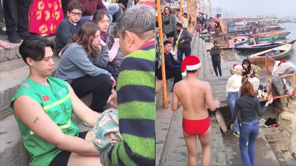 Group Of Foreigners Harrased By Locals In Varanasi For Wearing 'Kaccha' & Christmas Cap On Sacred...