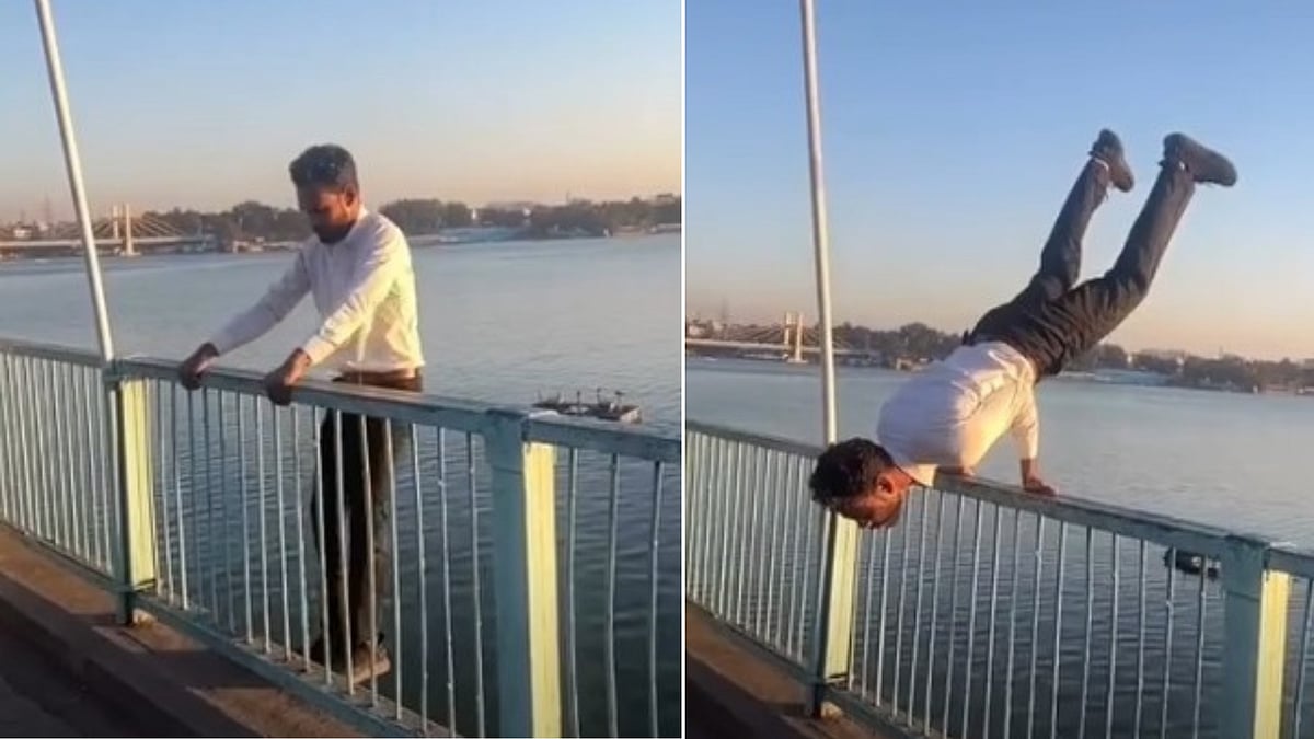 MP News: Youth Performs Mayurasana Above Upper Lake On Bhopal’s VIP Road; PICS Surface