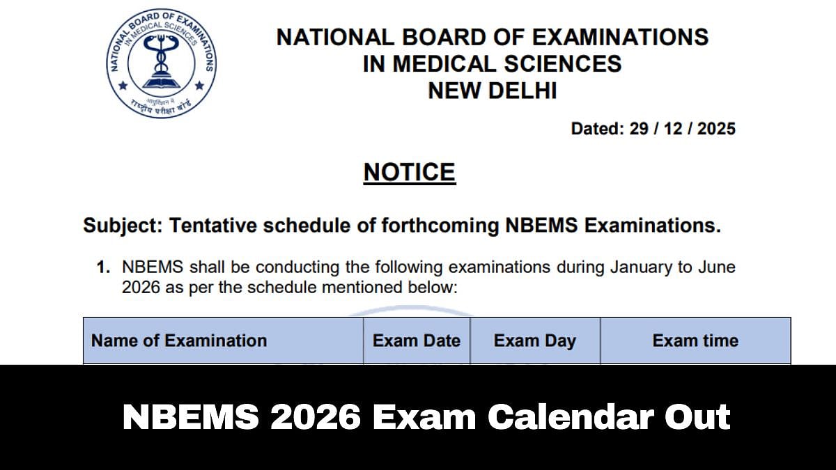 NBEMS Tentative Exam Schedule 2026 Out; Check Complete Datesheet Here 