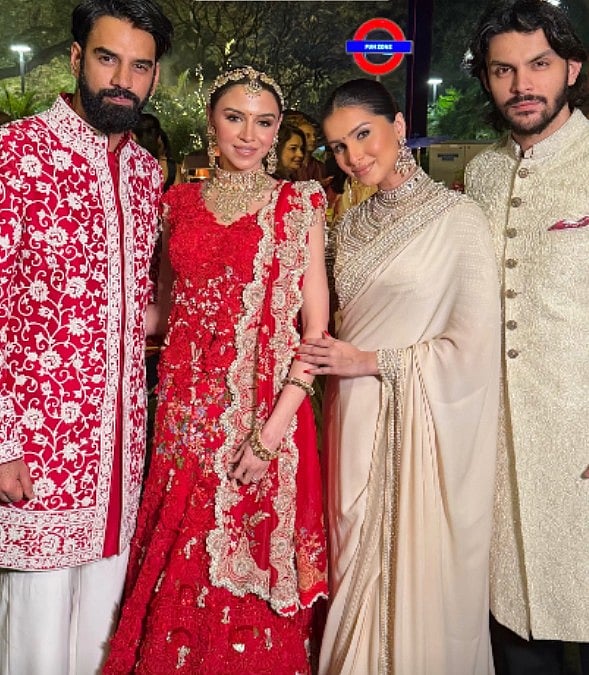 Tara Sutaria and Veer Pahariya at friend's wedding 
