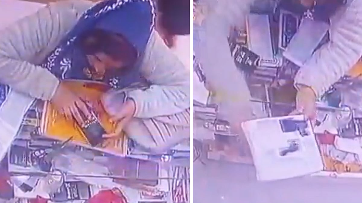Robbery Caught On Camera In UP: Woman Distracts Shop Owner, Steals Bundle Of Cash From Mobile Shop...