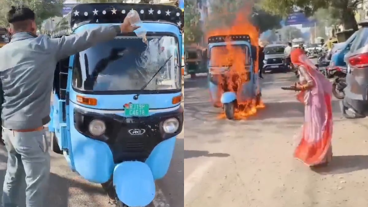 Man Set His Own E-Rickshaw Ablaze Outside Bajaj Showroom In Jodhpur After Company Denied To Replace It | WATCH 