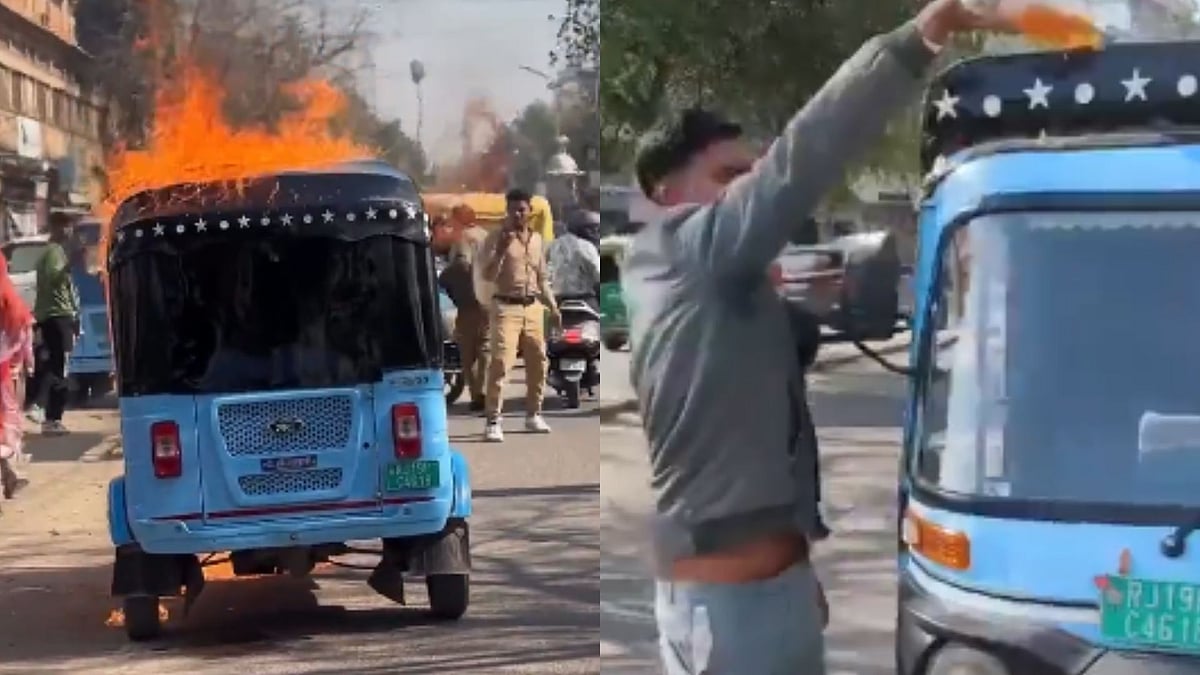 E-Rickshaw Driver Sets Vehicle Ablaze Outside Bajaj Showroom Over Mileage Issue In Rajasthan's...