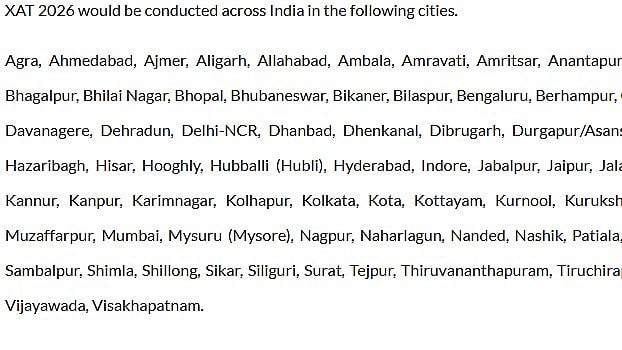 XAT 2026 Exam Cities Announced At xatonline.in; Check State-Wise Centers Here