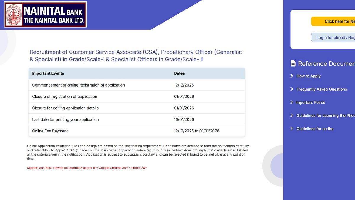 Nainital Bank Recruitment 2025-26: Last Date To Apply For 175 Posts; Details Here 