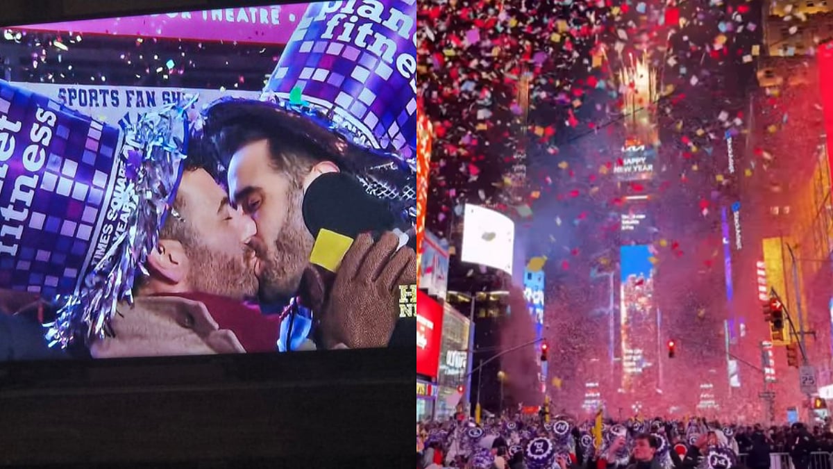 NYC Ball Drop: From Viral Midnight New Year's Kiss To Spectacular Fireworks, Revellers Flood Times...