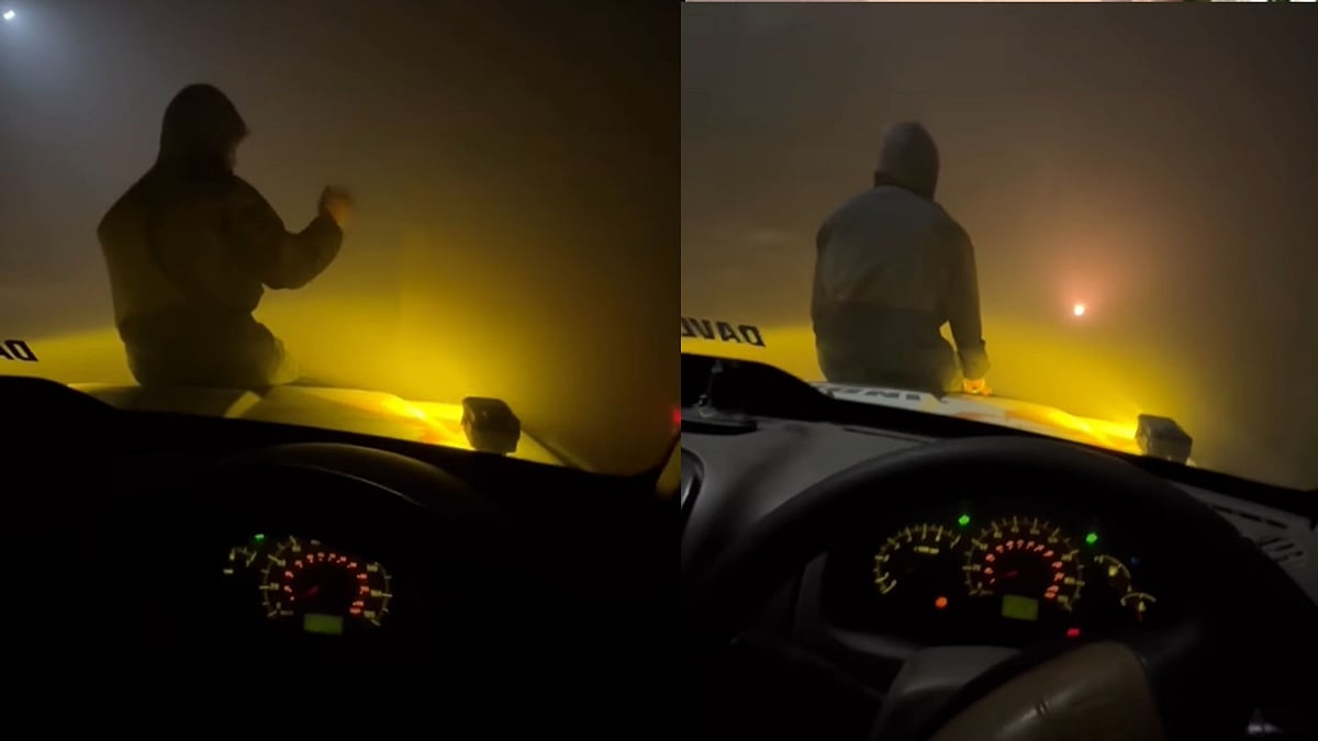 'Dost Nahi, Human Indicator': Man Sits On Car's Bonnet & Guides Friend Amid Zero Visibility In Dense Winter Fog 
