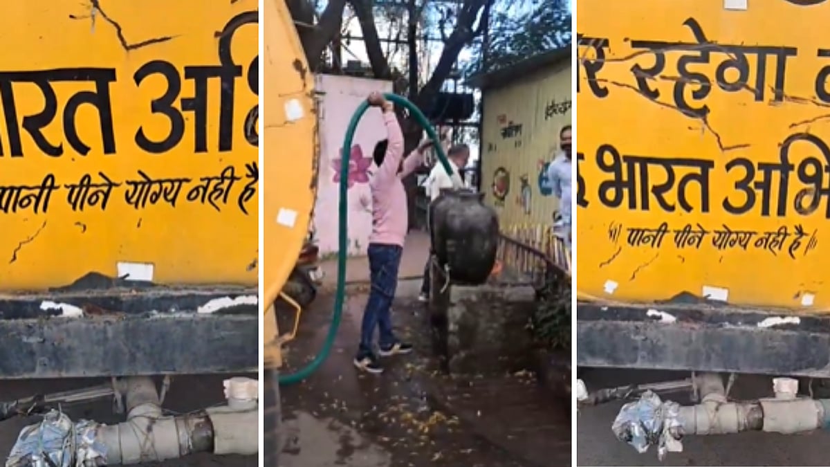 Indore News: IMC Worker Refills 'Piyau' Pots From Tanker Carrying 'Unfit For Drinking' Warning;...