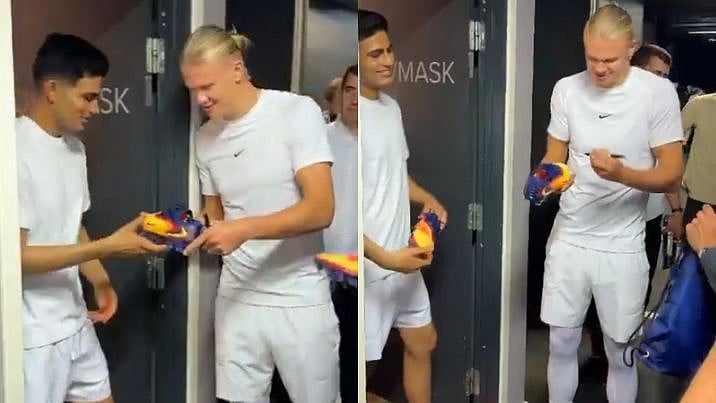 VIDEO: Man City's Erling Haaland Gifts Signed Boots To India Captain Shubman Gill In Epic Crossover 
