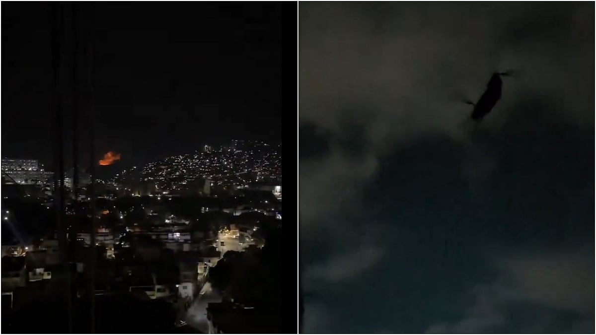 Venezuela Explosions: Videos Capture Exact Moment When Multiple Blasts Rocked Caracas, Choppers Seen Flying Low 