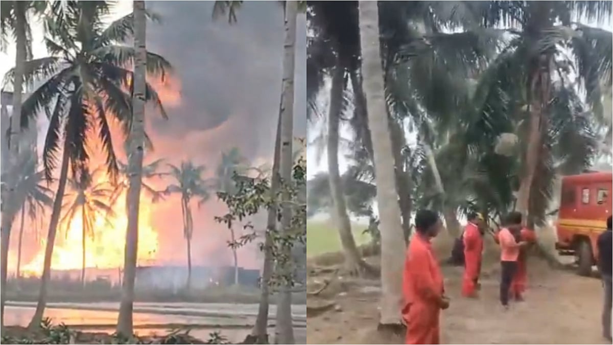 Gas Leak, Fire At ONGC Oil Well In Andhra Pradesh’s Malkipuram Mandal; Locals Evacuated To Safer Location (Screengrab) | X