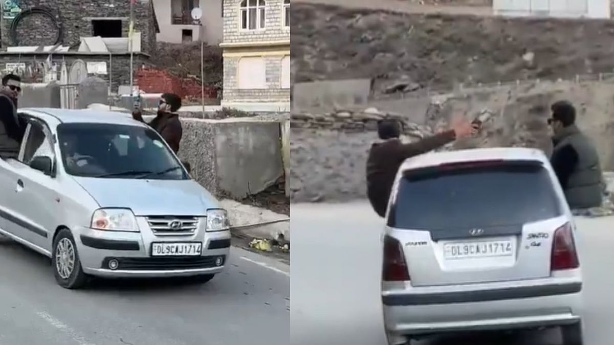 Youths Seen Performing Dangerous Stunts On Moving Car In Himachal's Lahaul Valley - VIDEO