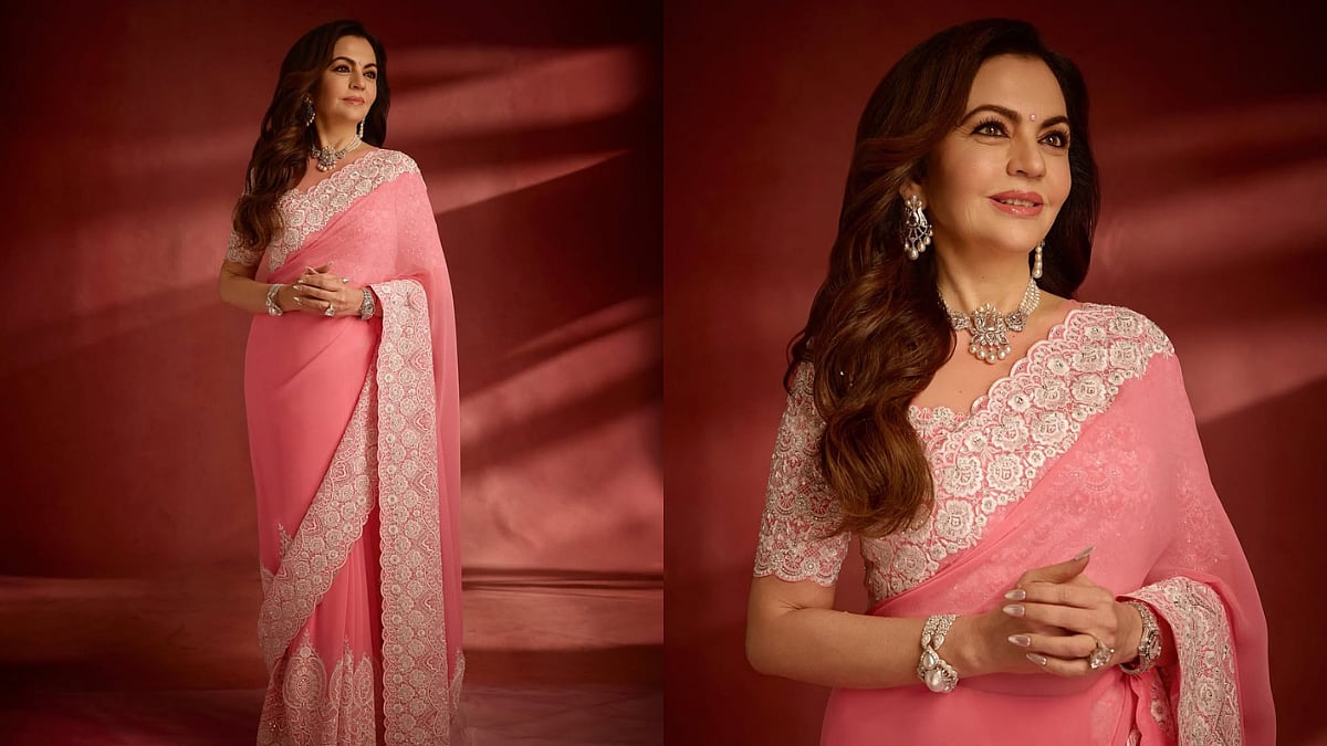 Italian Lace, Diamond Choker! Nita Ambani Paints Stunning Pic In Georgette Saree At Mumbai Event 