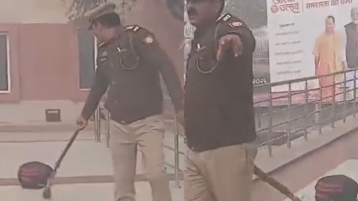 Viral Video Shows UP Police Officer Carrying Suspicious Bag With Bare Hands & Stick After Bomb...