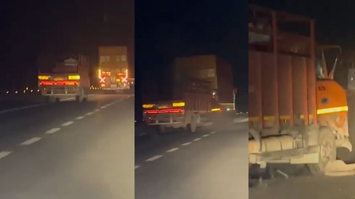 Uttar Pradesh: Dashcam Video Shows Tempo Truck Ramming Into Container On Yamuna Expressway; Driver...