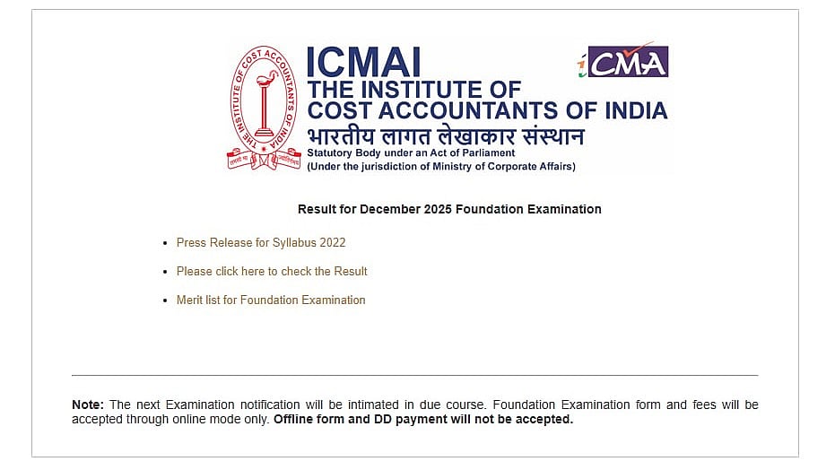 CMA Foundation Result 2025 Declared At icmai.in; Merit List Released 