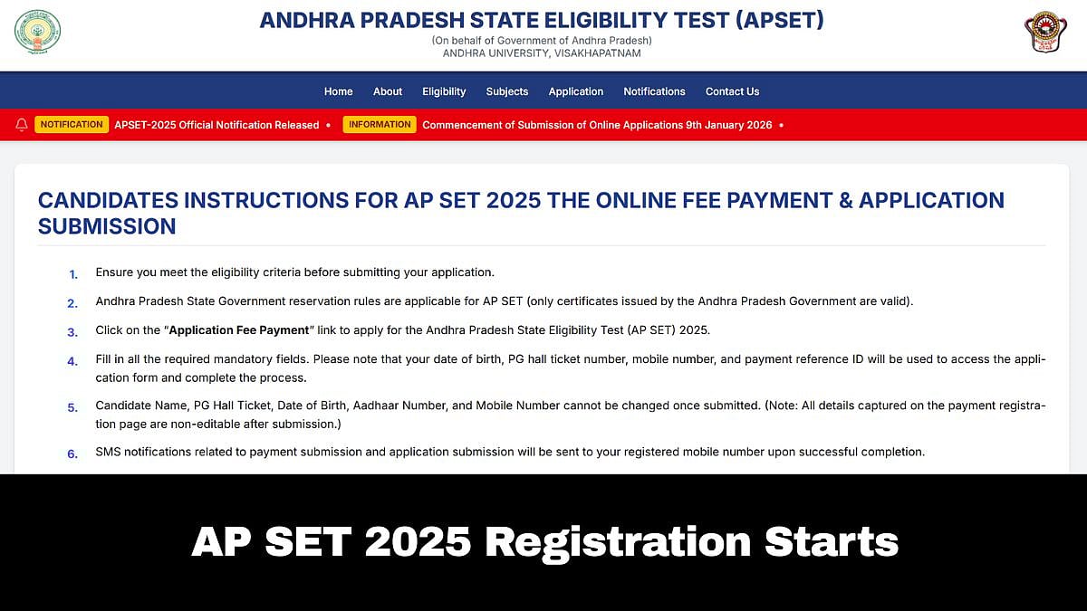 AP SET 2025: Registration Process Starts Today; Check Important Dates And Other Details Here 