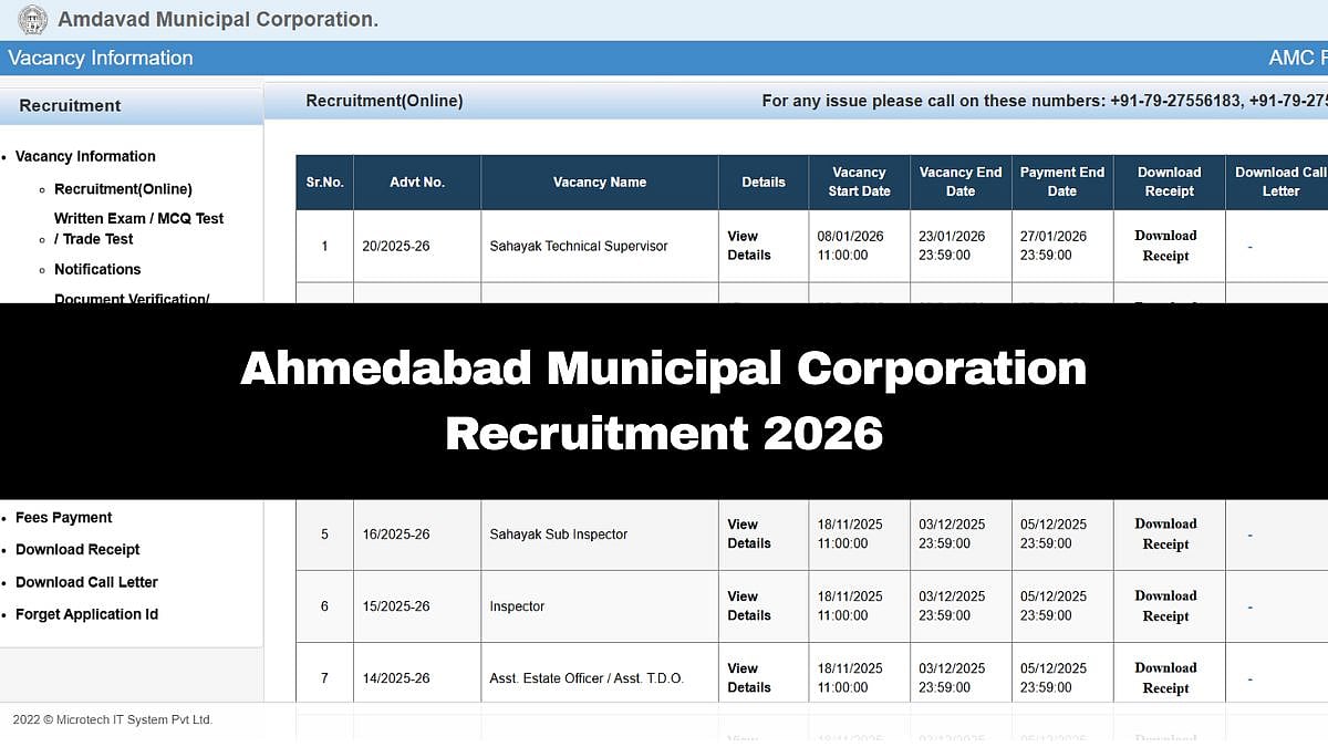 Ahmedabad Municipal Corporation Recruitment 2026: Registration Process For 572 Posts Underway; Check Eligibility Criteria And Salary Details Here 