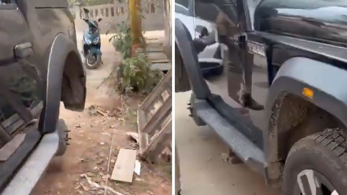 Shocking Theft In Greater Noida: Thieves Strip Mahindra Thar Of Wheels, Leave It On Bricks; Video...