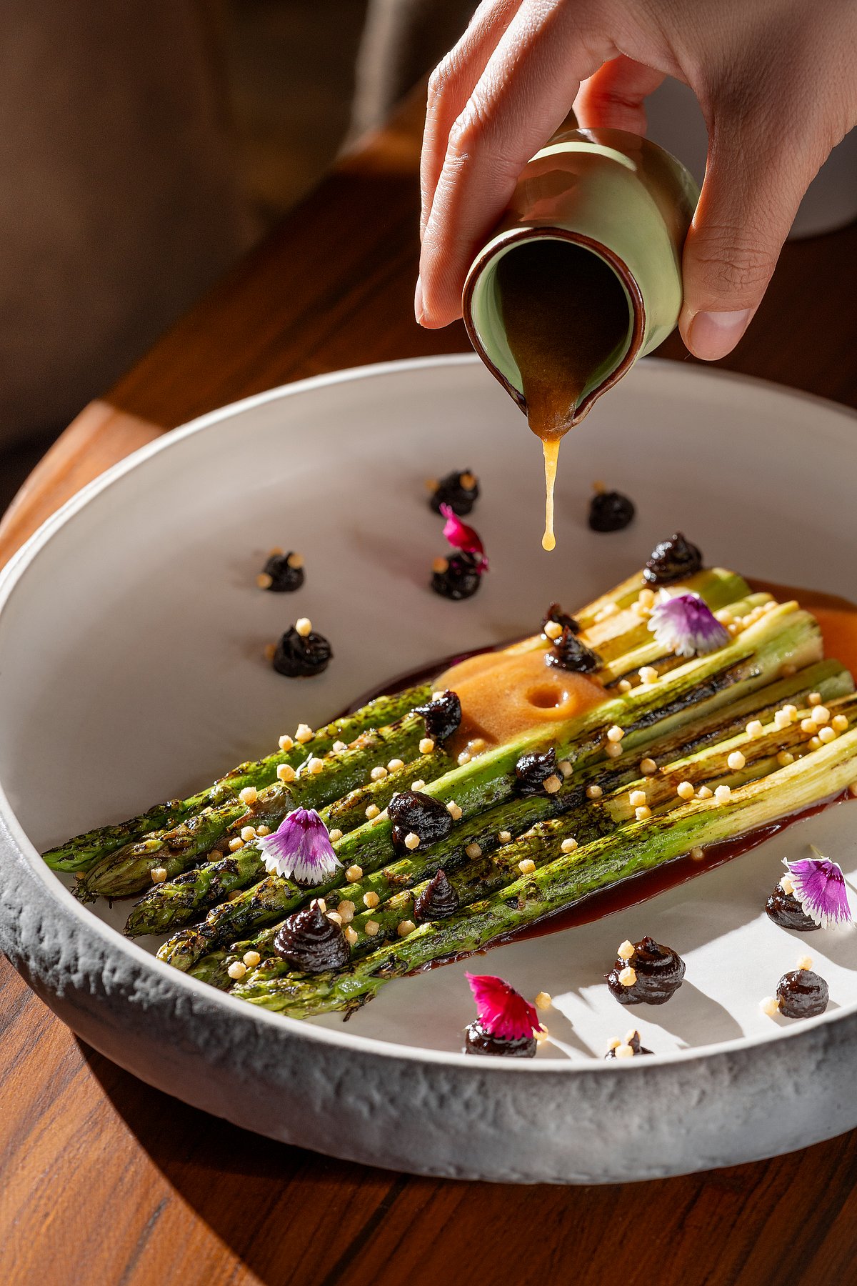 Char grilled asparagus