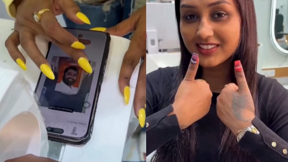 Viral Eknath Shinde Nail Art! Woman Showsoff Unique Design Featuring Maharashtra DCM & Shiv Sena...