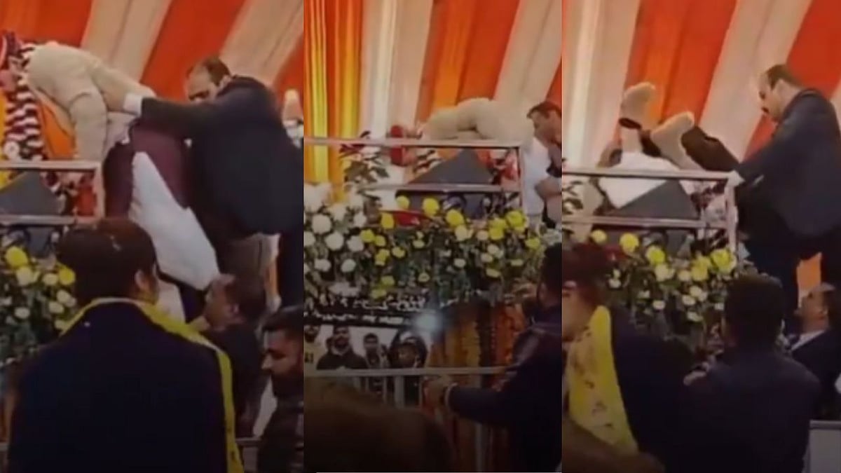 BJP Leader & Ex-WFI Chief Brij Bhushan Singh Falls On Stage During UP Event; 'Aur Kitne Baar...