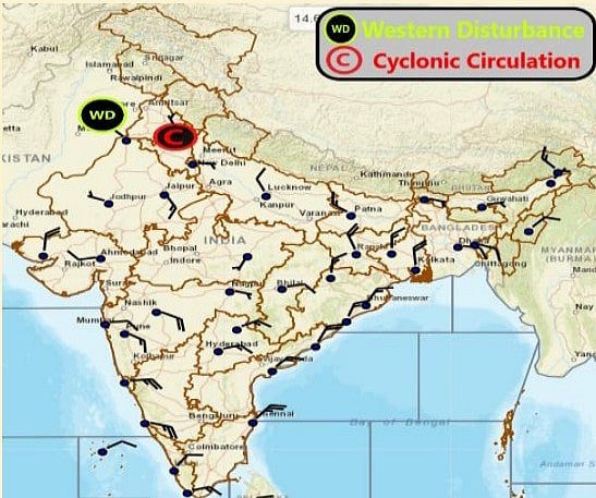 Weather systems affecting Madhya Pradesh at present.