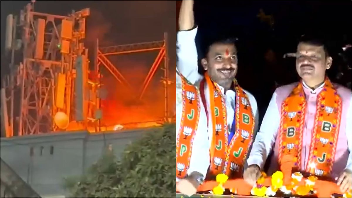 Pune Civic Polls 2026: Fire Erupts At Mobile Tower During Maharashtra CM Devendra Fadnavis Roadshow In Pimpri | VIDEO 