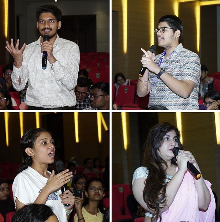 When the mic reaches the audience and the real thinking begins-this is what learning looks like. Students bringing thought, depth and dialogue to Natya Yoga

