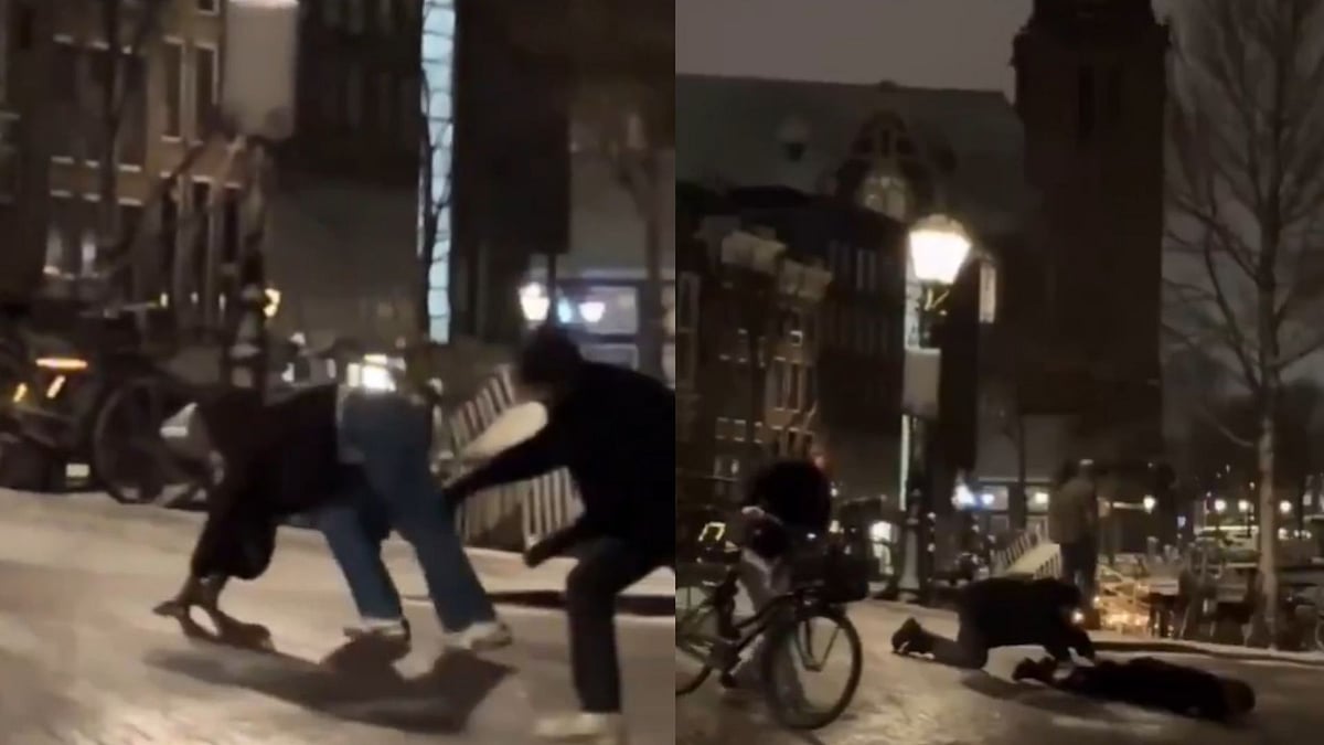 Amsterdam Streets Turns Into Ice Rink: Funny Visuals Of Pedestrians Struggling To Move & Skidding On...